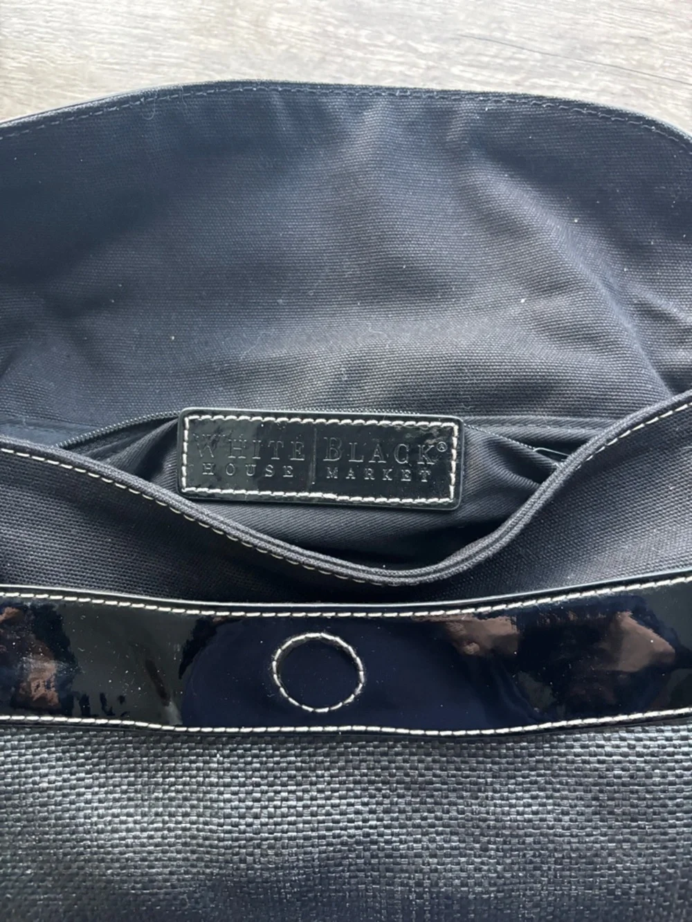 White House Black Market Black Clutch with Patent Trim - Picture 4 of 6